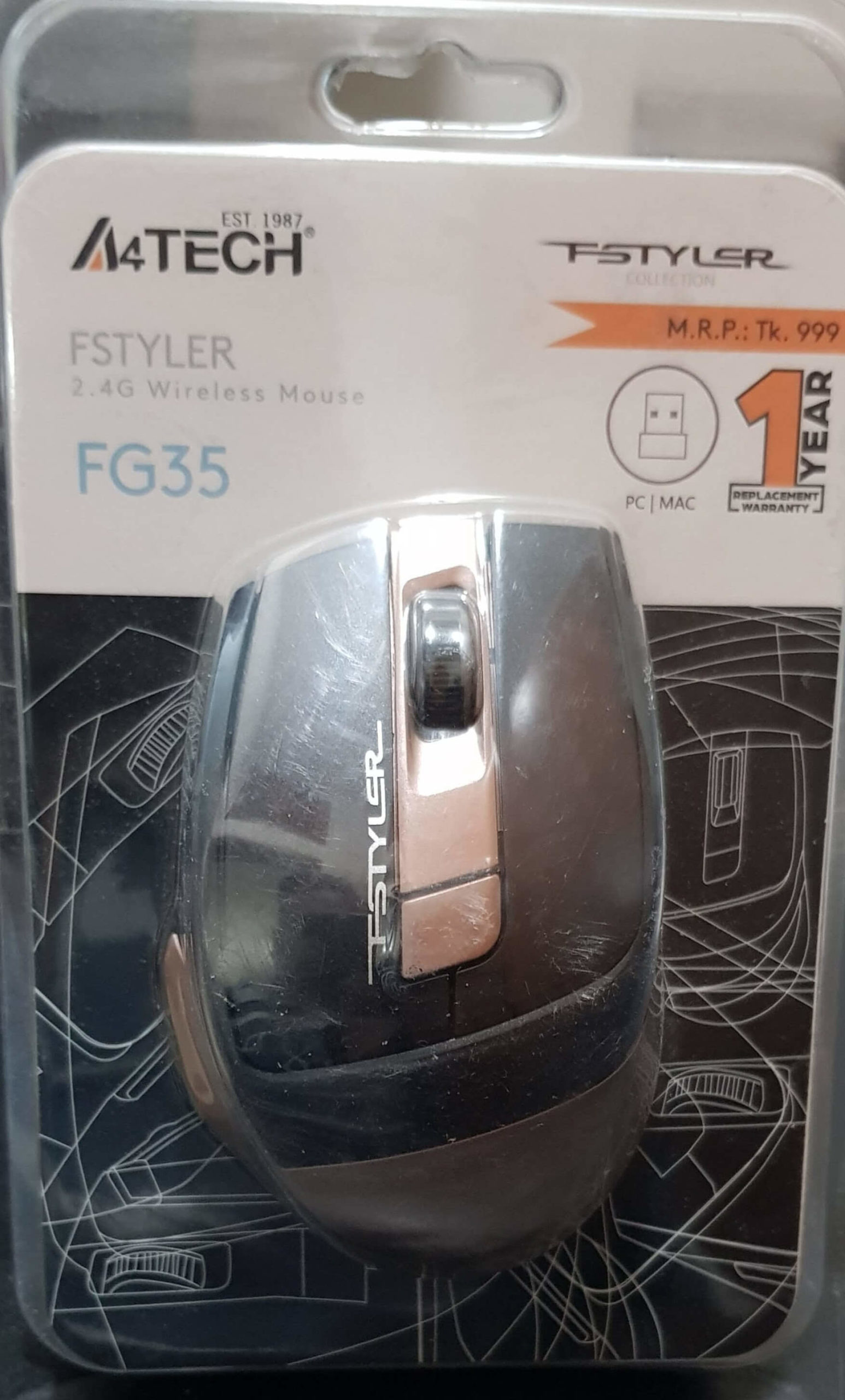 Original A4tech FG35 Fstyler Bronze Wireless Mouse