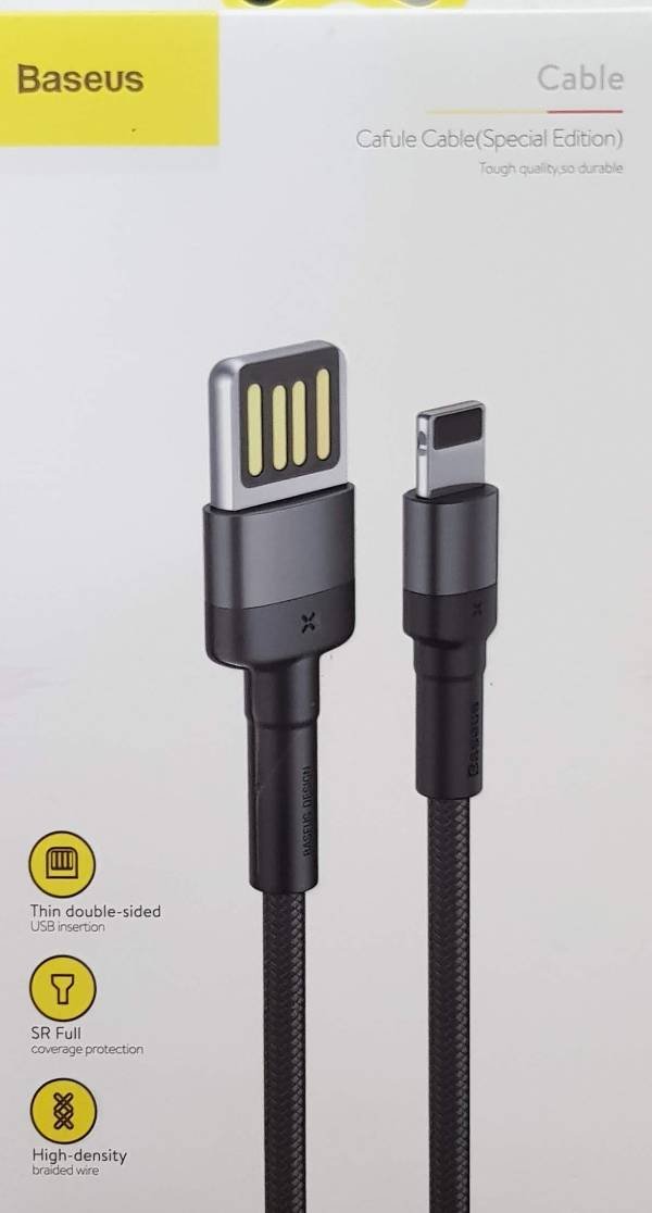 Original Baseus Reversible USB charging cable for iPhone - 100cm black Original Baseus Reversible USB charging cable for iPhone - 100cm black