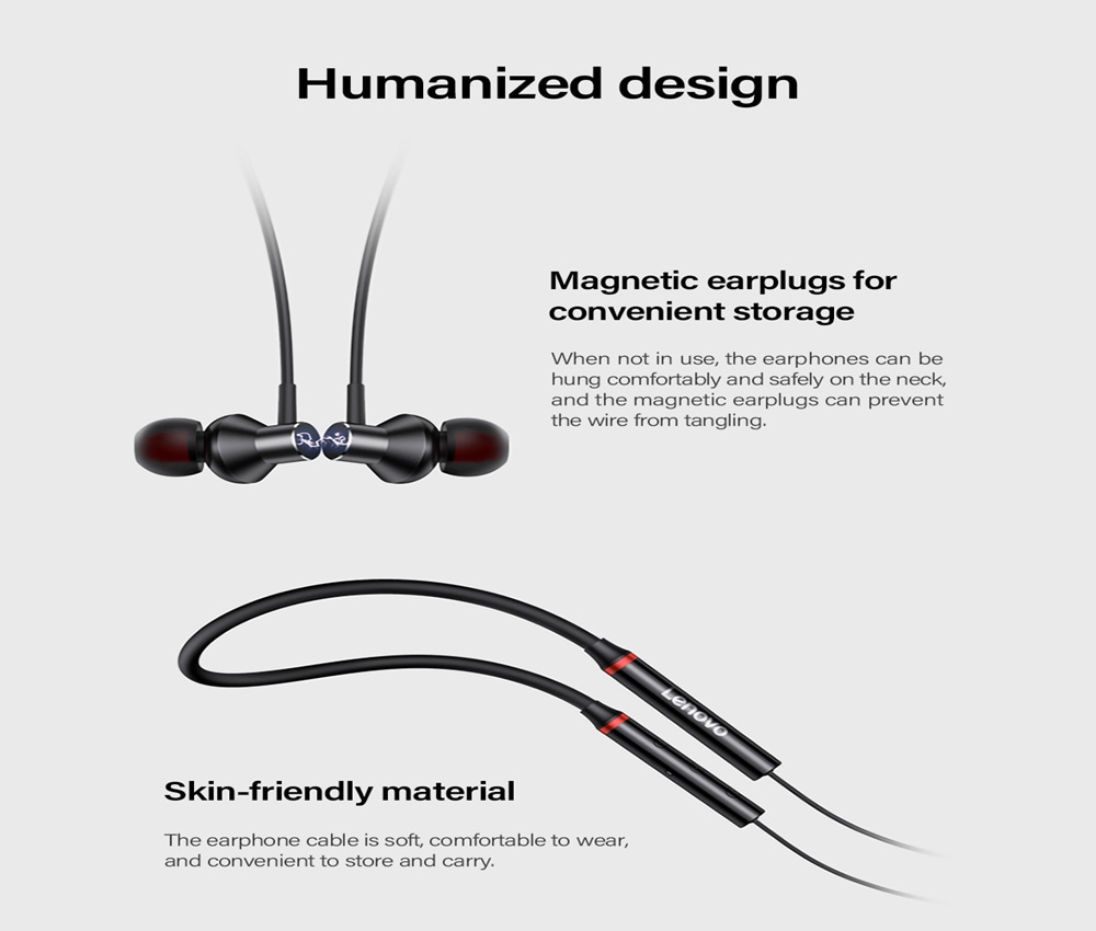 Lenovo HE05X Wireless Bluetooth Headphone Earphone - Black