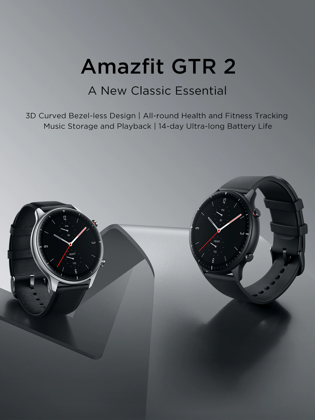 Original Amazfit GTR 2 AMOLED Curved Display Classic Stainless Steel Global Version - Silver