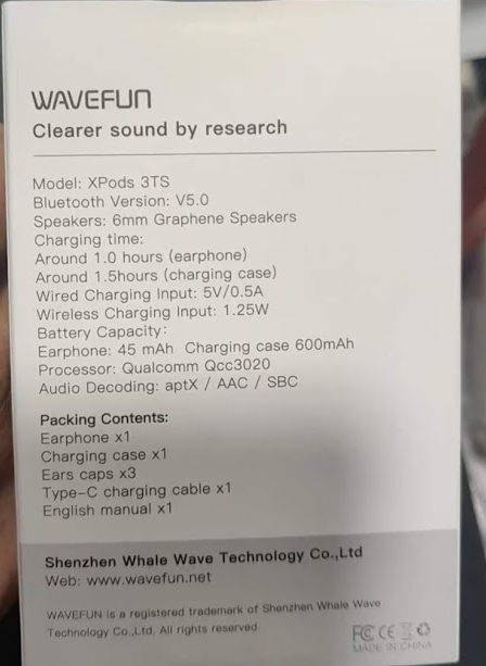 Original Wavefun XPods 3Ts Premium Wireless Bluetooth Earphones