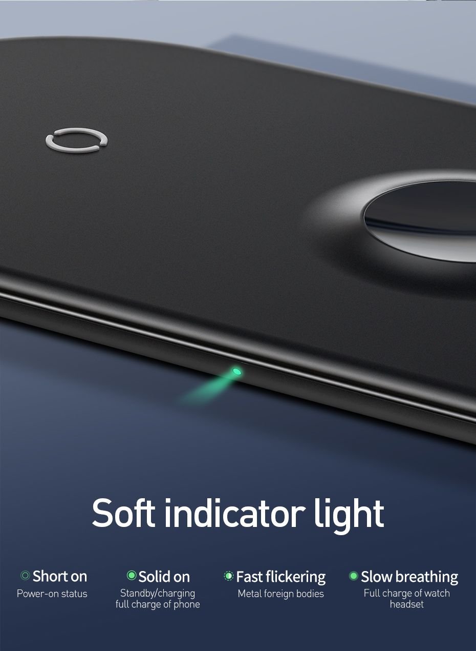 Original Baseus Smart 3 in 1 Wireless Charger for mobile phones , Apple Watch, Pods Baseus Smart 3 In 1 Qi Wireless Charger For Iphone Apple Watch Airpods (1)