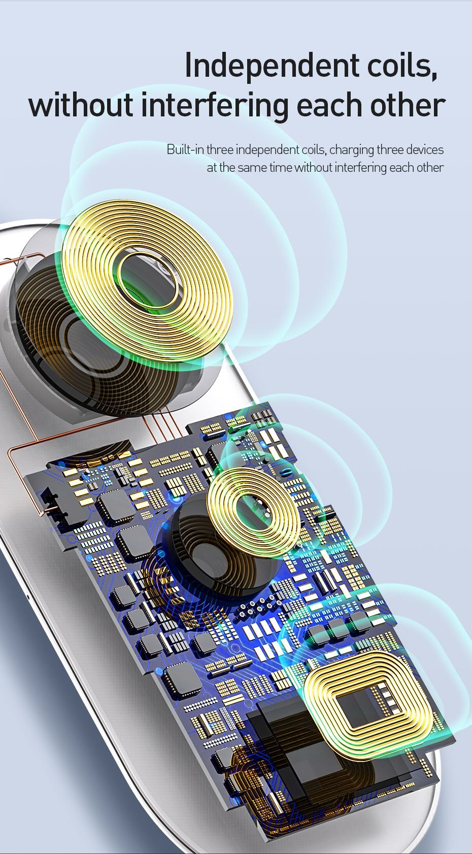 Original Baseus Smart 3 in 1 Wireless Charger for mobile phones , Apple Watch, Pods Baseus Smart 3 In 1 Qi Wireless Charger For Iphone Apple Watch Airpods (10)