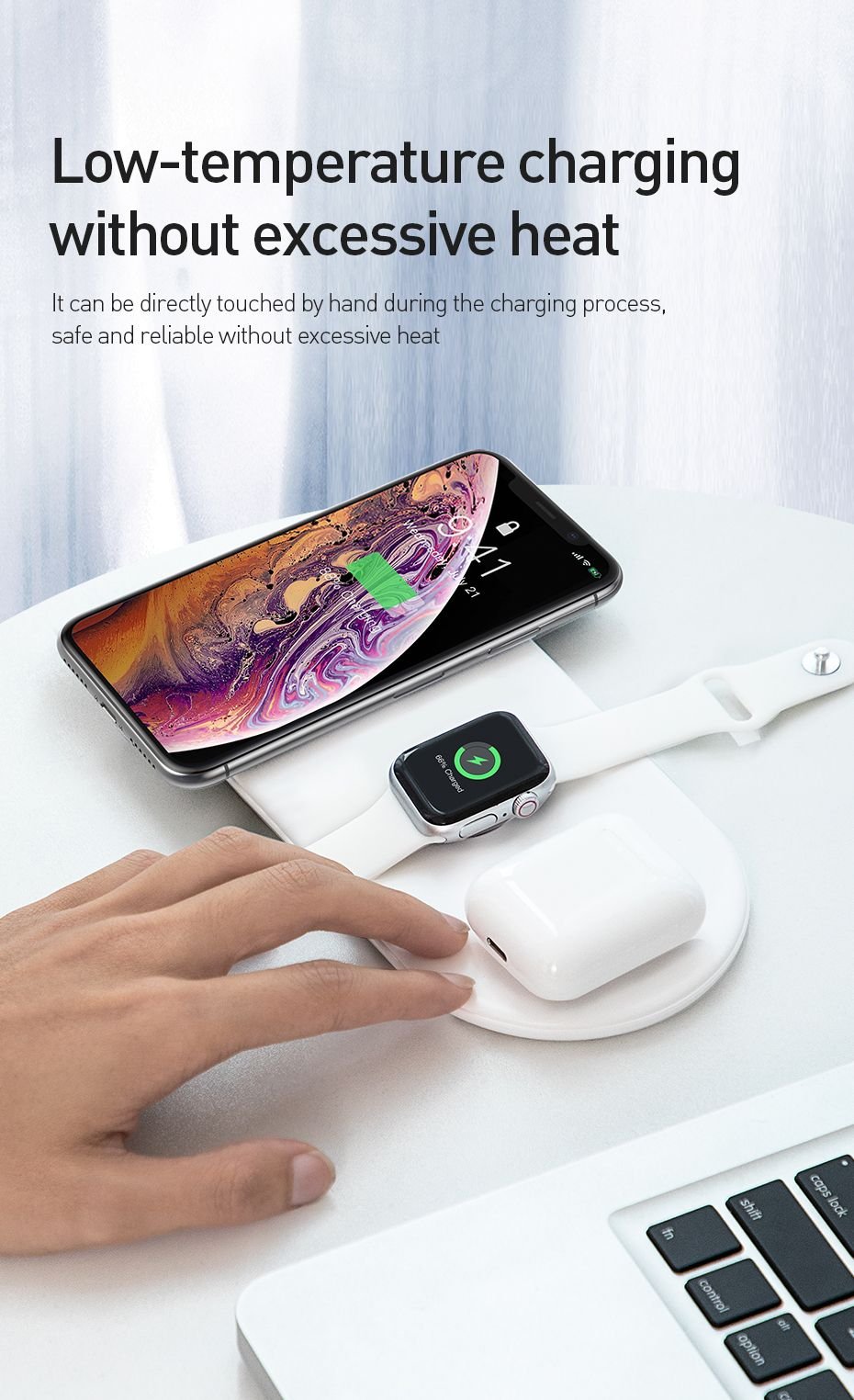 Original Baseus Smart 3 in 1 Wireless Charger for mobile phones , Apple Watch, Pods Baseus Smart 3 In 1 Qi Wireless Charger For Iphone Apple Watch Airpods (15)