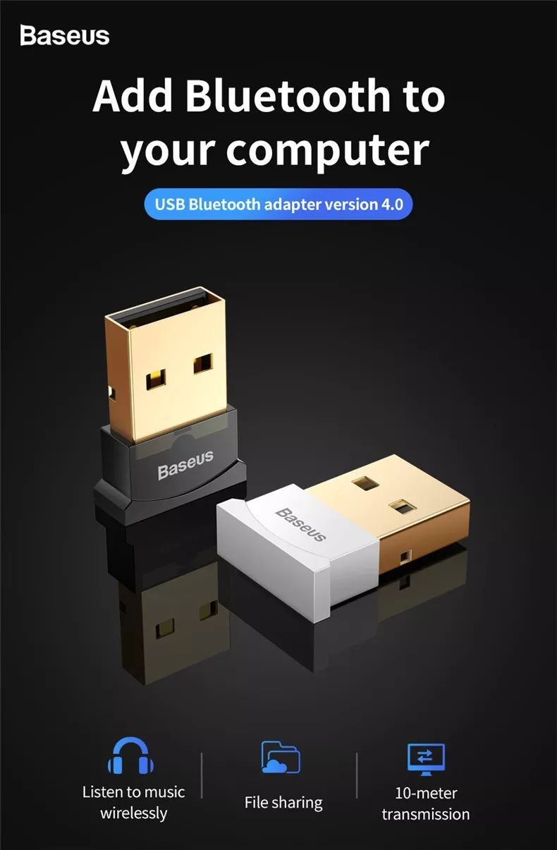 Original Baseus Mini USB Bluetooth Receiver - black Original Baseus Mini USB Bluetooth Receiver - black