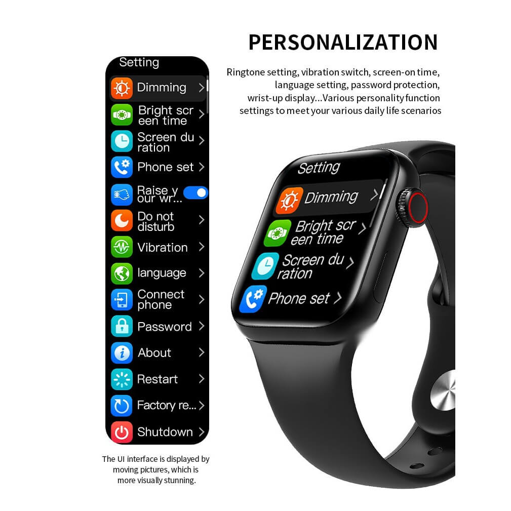 Original HW12 40mm Smart Watch Series 6 Full Screen Bluetooth Call Music Play Smart Bracelet For Android Apple Smart Phone-black