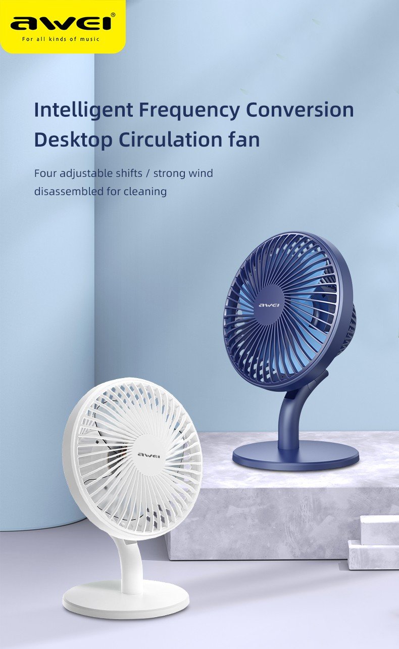 Original Awei storm fan f21 for desktop and table - white Original Awei storm fan f21 for desktop and table - white