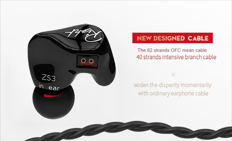 Original KZ ZS3 In Ear Headphones Stereo Headset Ear Hook Running Sport Earphone Noise Cancelling Earbuds Headphones With Microphone ZS3_05