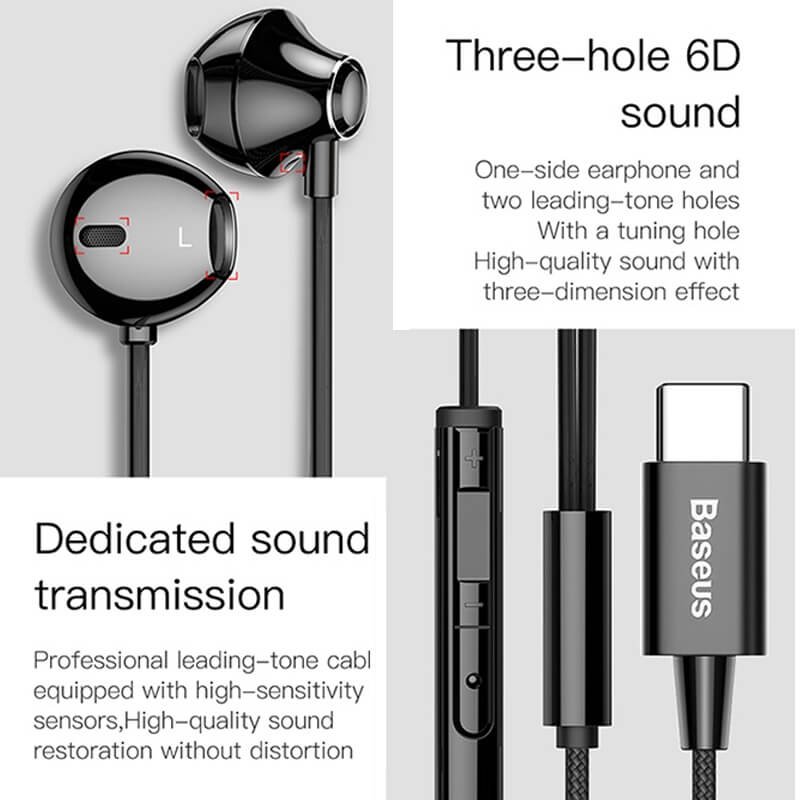 Original Baseus Baseus Encok C06 Type-C In-Ear Wired Earphone Original Baseus Baseus Encok C06 Type-C In-Ear Wired Earphone