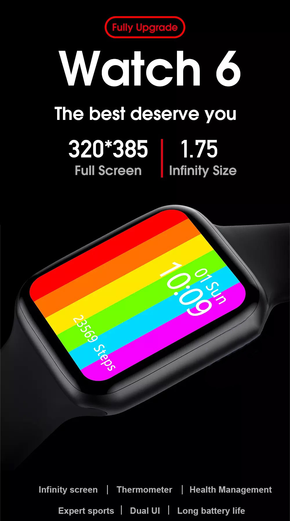 Original Microware W26+ Plus Smart Watch with Calling Feature IP68 Waterproof Fitness Tracker Sports Watch-black