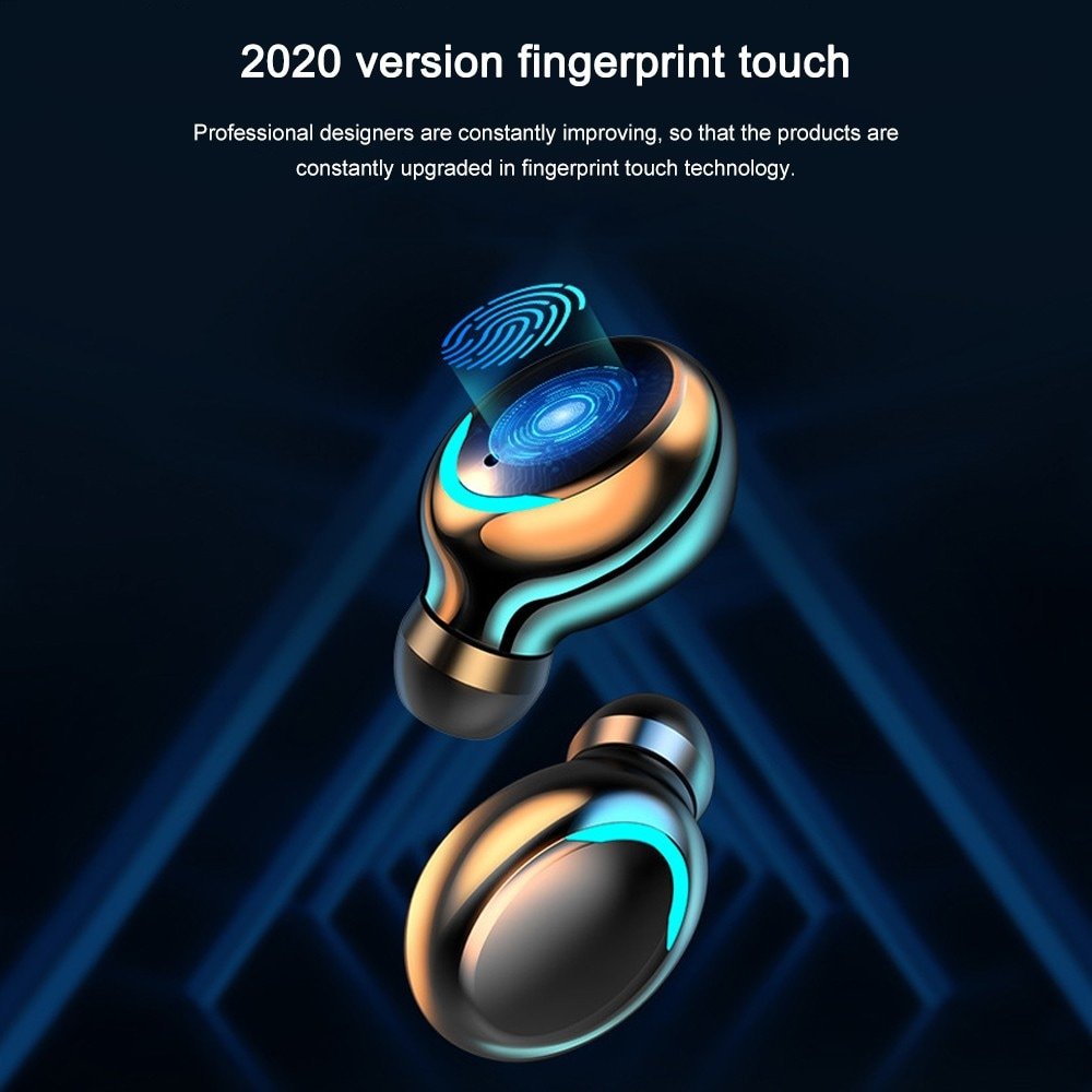 F9-5 TWS Bluetooth 5.0 Sports Earphone True Wireless Touch Earphones 9D Stereo Music Waterproof Headset with Mic LED Display - Black