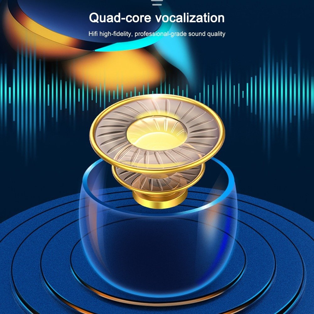 F9-5 TWS Bluetooth 5.0 Sports Earphone True Wireless Touch Earphones 9D Stereo Music Waterproof Headset with Mic LED Display - Black