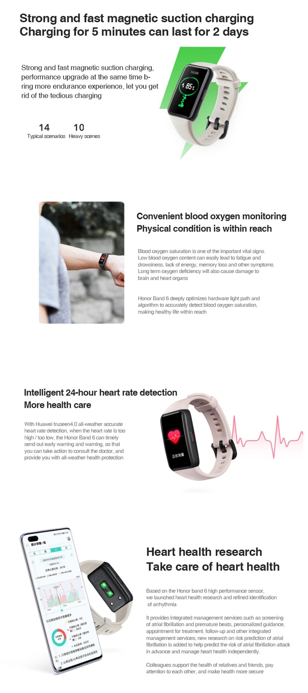 Honor Band 6 Smart Wristband 1.47 Inch Amoled Touch Screen Professional Sports Fitness Tracker Heart Rate Blood Oxygen Monitor Long Standby Smart Watch - White Honor Band 6 Smart Wristband 1.47 Inch Amoled Touch Screen Professional Sports Fitness Tracker Heart Rate Blood Oxygen Monitor Long Standby Smart Watch - White