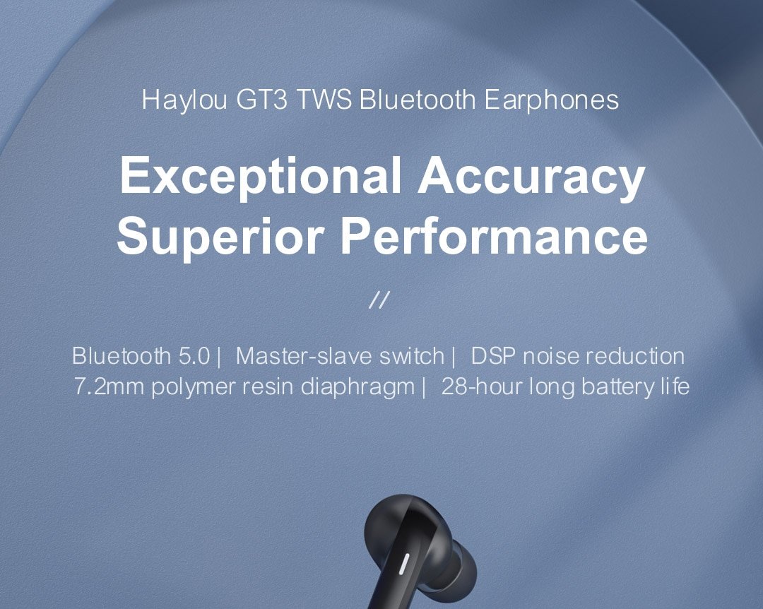 Haylou GT3 TWS Wireless Bluetooth Headphones - Black