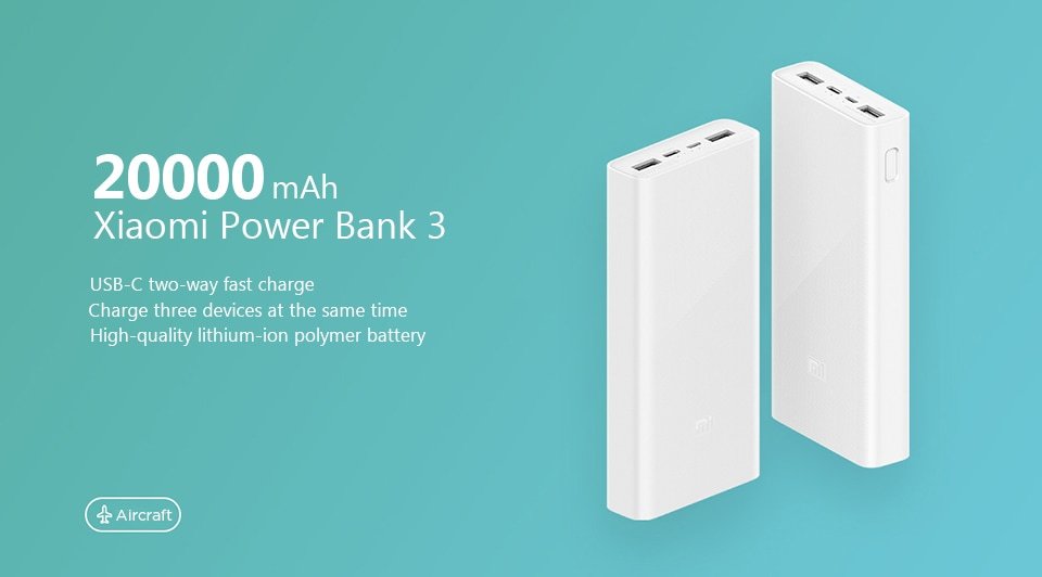 Original Xiaomi Mi Power bank 20000mAh V3 USB-C With QC3.0 18W – White Original Xiaomi Mi Power bank 20000mAh V3 USB-C With QC3.0 18W – White