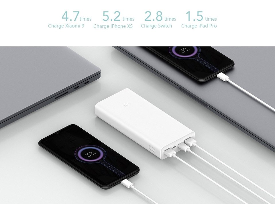 Original Xiaomi Mi Power bank 20000mAh V3 USB-C With QC3.0 18W – White Original Xiaomi Mi Power bank 20000mAh V3 USB-C With QC3.0 18W – White