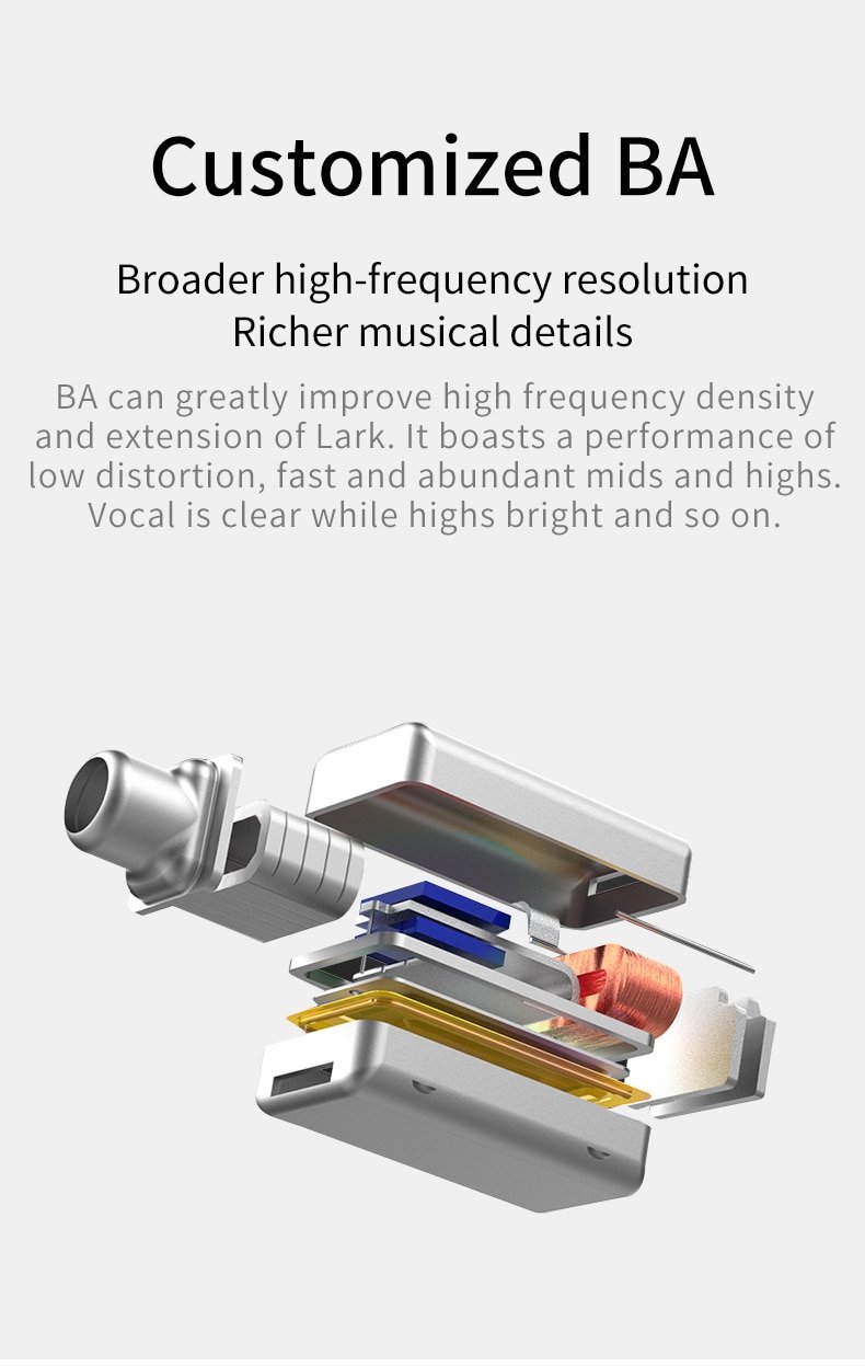 Original KBEAR Lark Hybrid 1DD+1BA Driver Earphones with mic Original KBEAR Lark Hybrid 1DD+1BA Driver Earphones with mic
