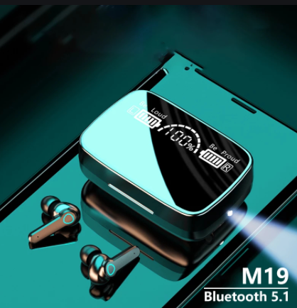 First Grade M19 Earbuds TWS Earphone Intelligent Touch Control Wireless Bluetooth 5.1 Headphones Waterproof LED Display With Microphone First Grade M19 Earbuds TWS Earphone Intelligent Touch Control Wireless Bluetooth 5.1 Headphones Waterproof LED Display With Microphone