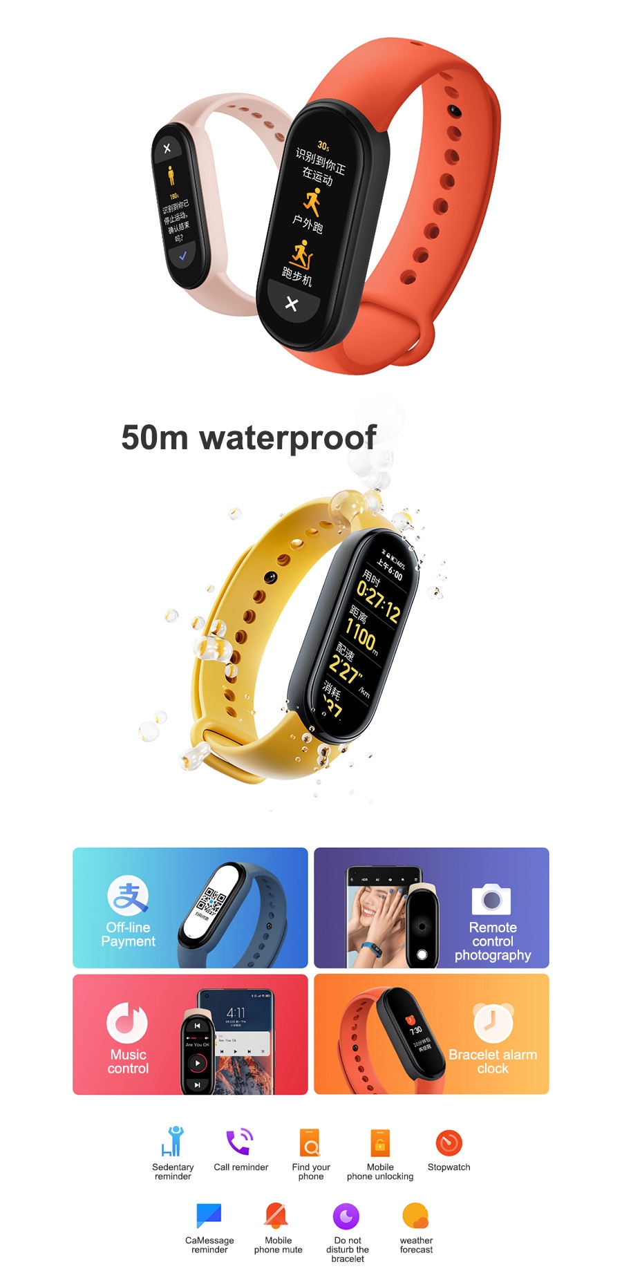 Original Xiaomi Mi Band 6 Wristband – Black(Global Version)