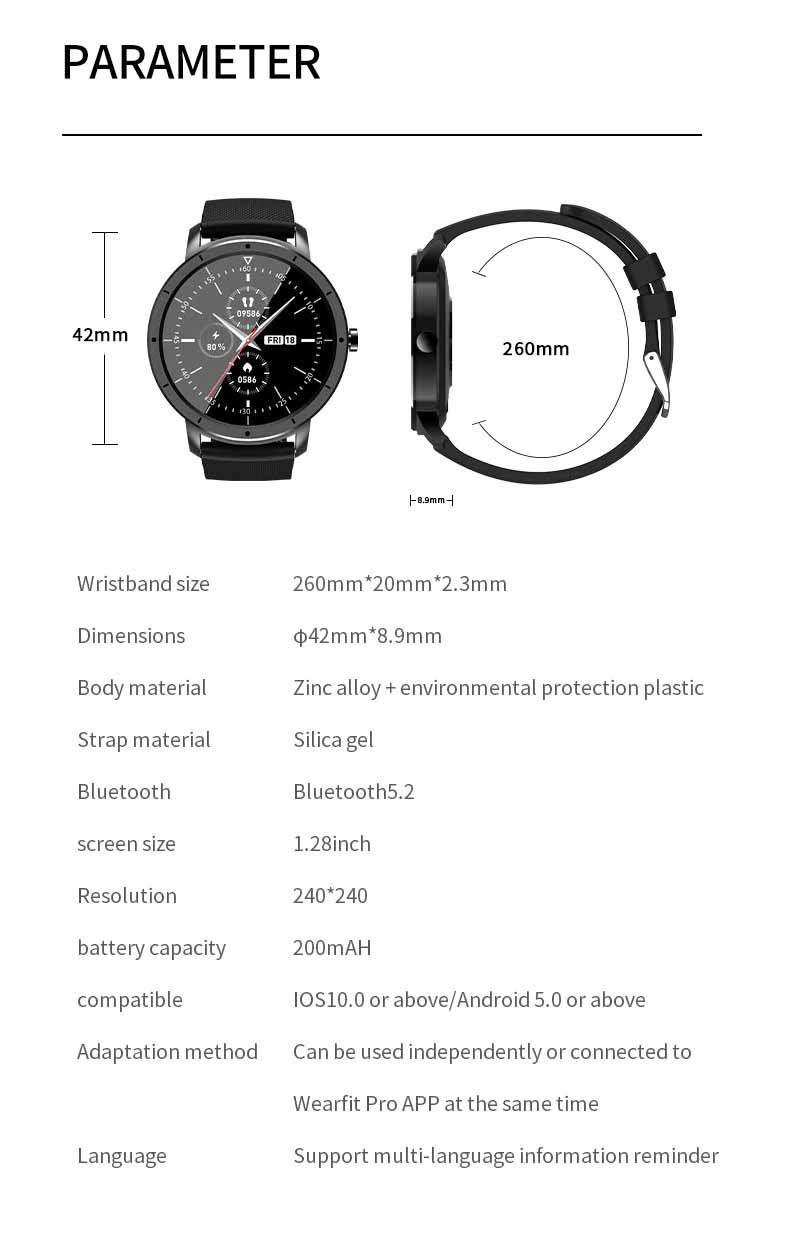 Original HW21 Smart Watch Metal Bluetooth Heart Rate Monitor Fitness Band Music Control Full Screen