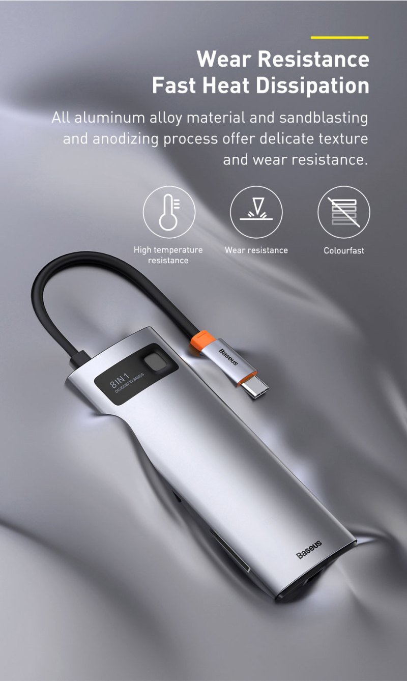 Baseus Metal Gleam Series 8-in-1 Multifunctional Type-C HUB Docking Station 19 Baseus Metal Gleam Series 8-in-1 Multifunctional Type-C HUB Docking Station 19