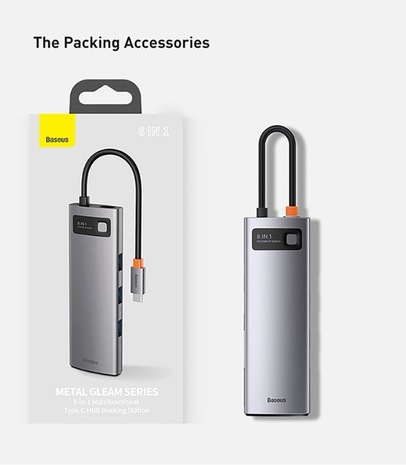 Baseus Metal Gleam Series 8-in-1 Multifunctional Type-C HUB Docking Station 22 Baseus Metal Gleam Series 8-in-1 Multifunctional Type-C HUB Docking Station 22