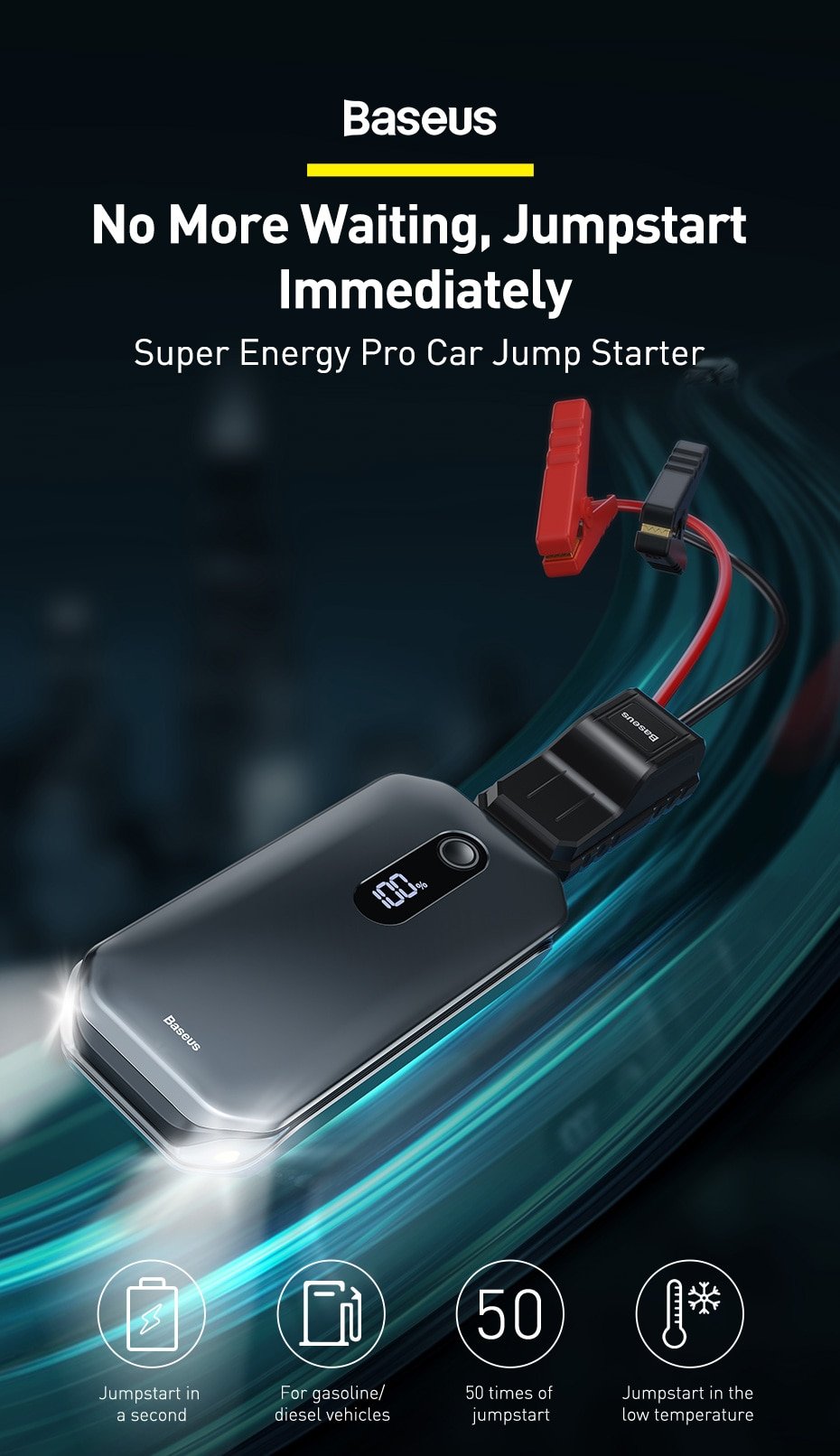 Baseus Super Energy Pro Car Jump Starter 12000mAh 4 Baseus Super Energy Pro Car Jump Starter 12000mAh 4