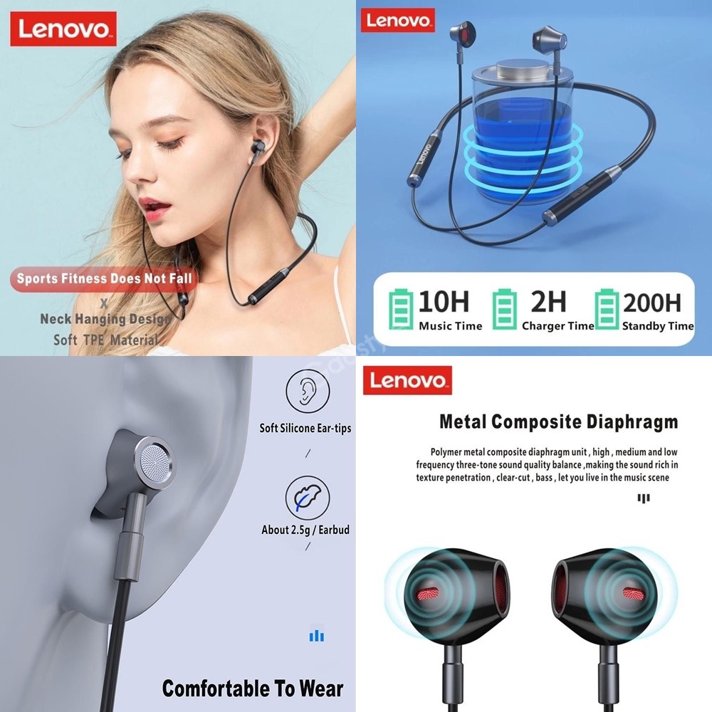 Lenovo He06 Wireless Neckband Headphones With Mic (1)