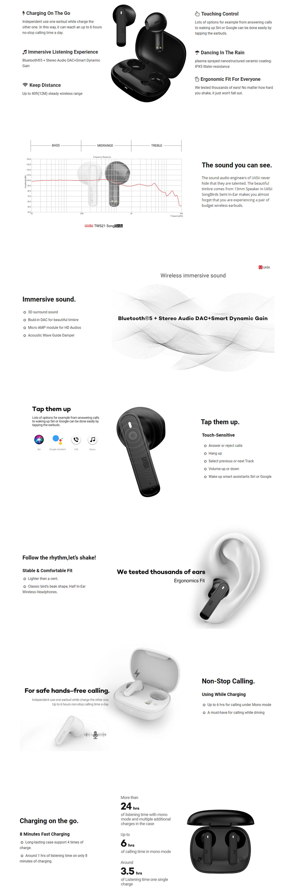 Original UiiSii TWS21 SongBirds Airbuds True Wireless Earbuds