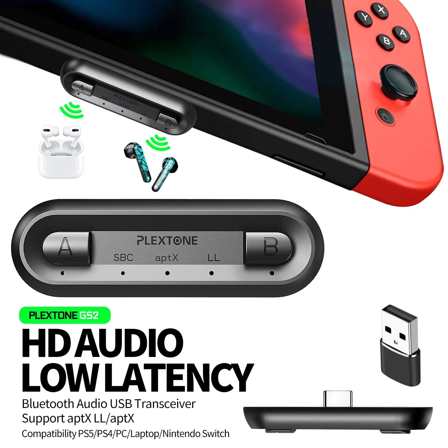 Original PLEXTONE GS2 Wireless Type-C USB Adapter Audio Transmitter Original PLEXTONE GS2 Wireless Type-C USB Adapter Audio Transmitter