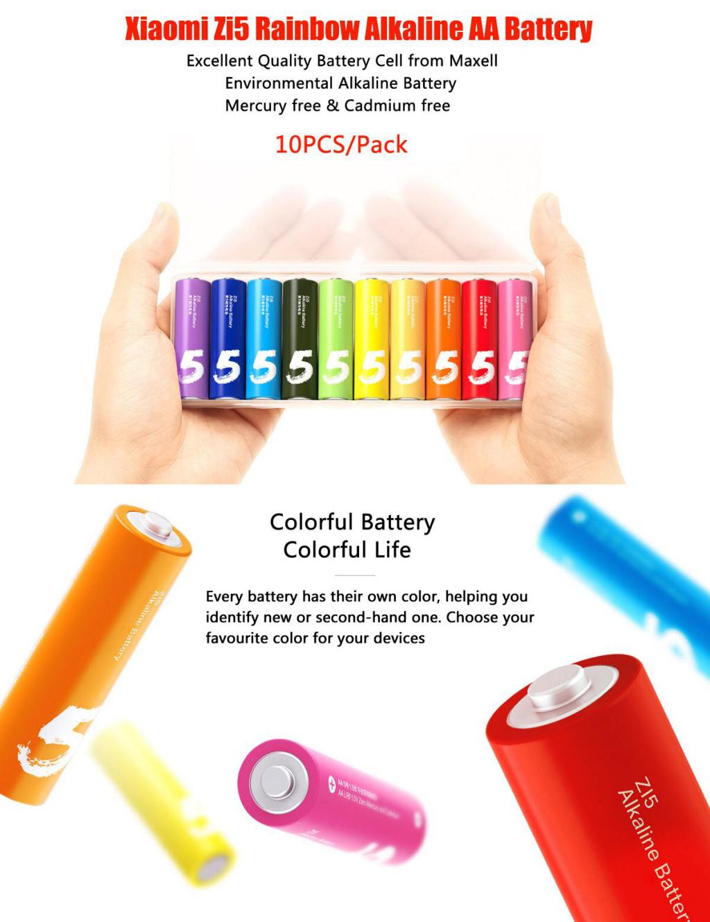 Xiaomi Zi5 Rainbow 1 5v Aa Alkaline Battery Set 10pcs (1)