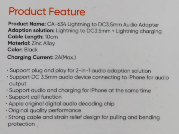 Original McDodo Lightning to Lightning+DC 3.5mm Ca-6340 Splitter Iphone 2 In 1 Lightning To Headphone Jack Supports Charging Music Calling Volume Original McDodo Lightning to Lightning+DC 3.5mm Ca-6340 Splitter Iphone 2 In 1 Lightning To Headphone Jack Supports Charging Music Calling Volume