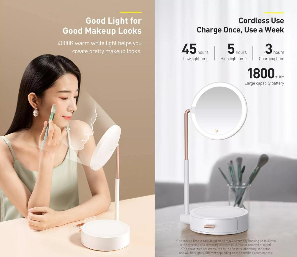 Baseus Smart Beauty Series Lighted Makeup Mirror With Adjustable Lamp (1)
