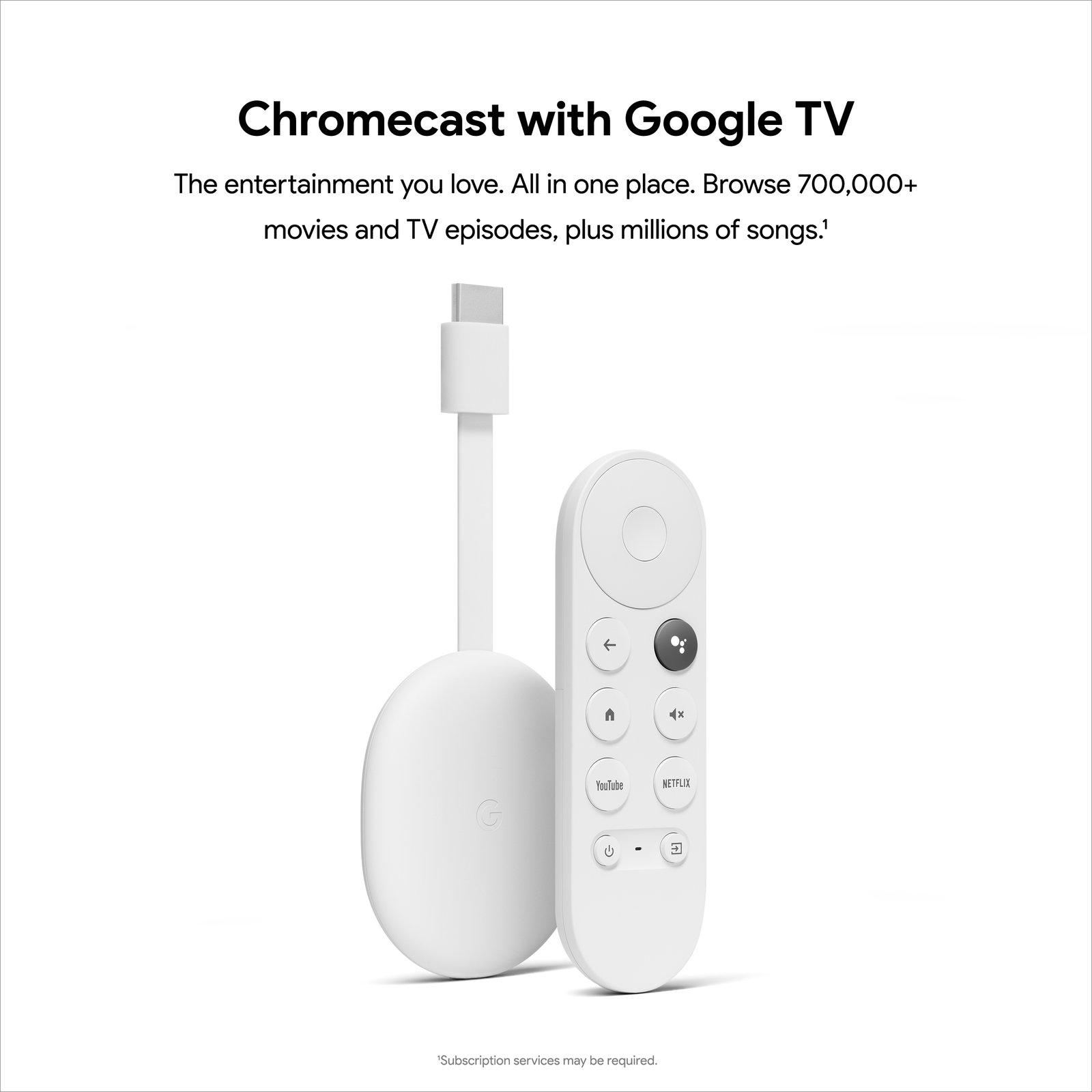 Original Google Chromecast with Google TV 4K HDR Chromecast with Google TV - Streaming Entertainment in 4K HDR - Snow