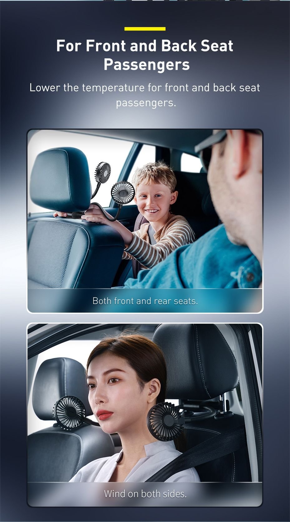 Baseus Blustery Car Two Headed Fan 360 Degree Air Cooling 2 Speed Adjustable Vehicle Fa (1 (6)