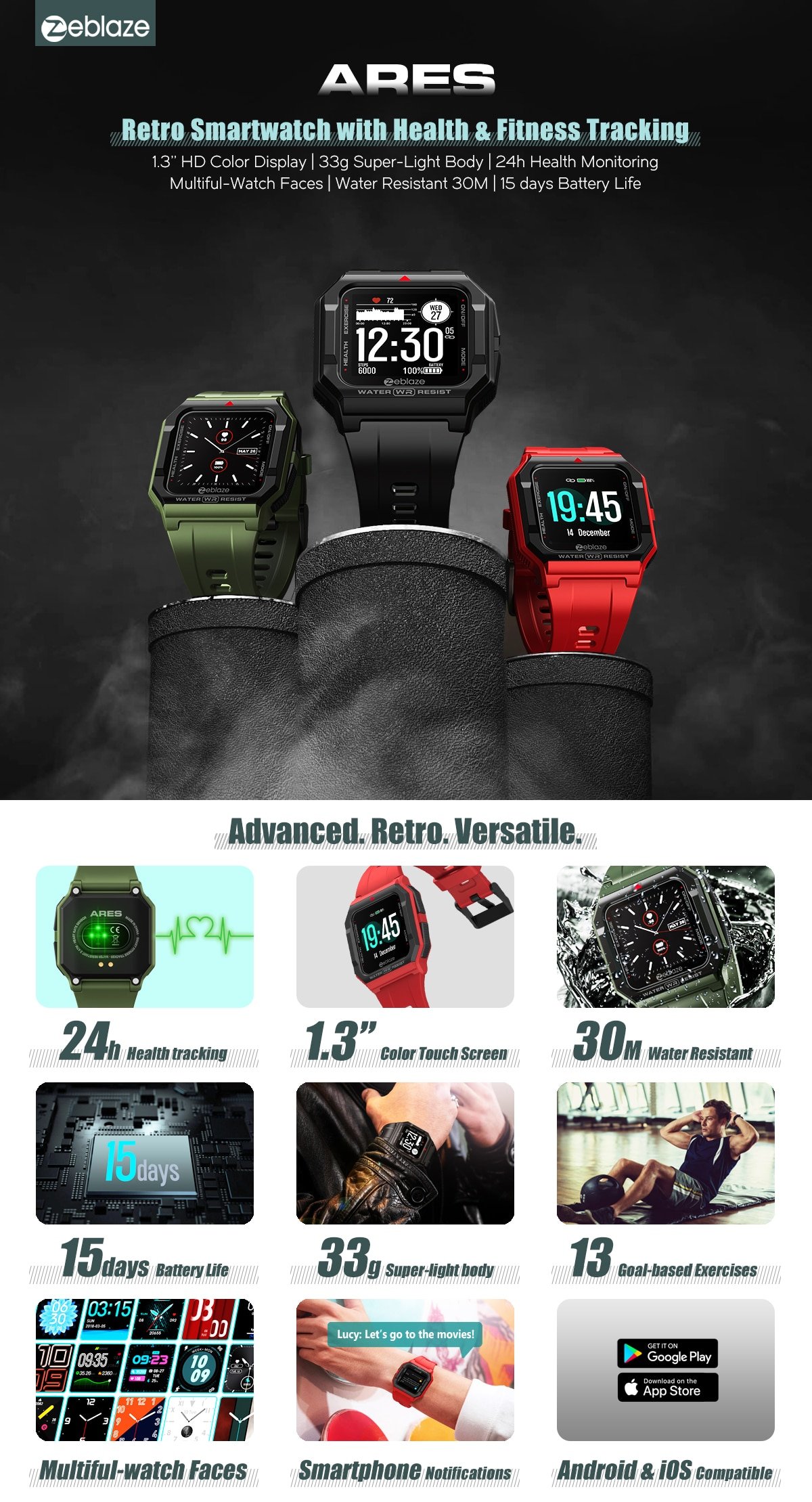 Original Zeblaze Ares Smart Watch Bluetooth Smartwatch Original Zeblaze Ares Smart Watch Bluetooth Smartwatch