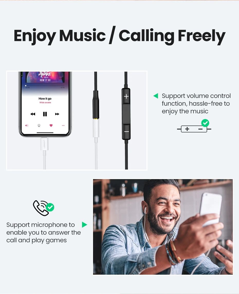 Original Ugreen MFi Lightning to 3.5mm Headphones Adapter for iPhone 11 Pro 8 7 Aux 3.5mm Jack Cable for Lightning Adapter Accessories Original Ugreen MFi Lightning to 3.5mm Headphones Adapter for iPhone 11 Pro 8 7 Aux 3.5mm Jack Cable for Lightning Adapter Accessories