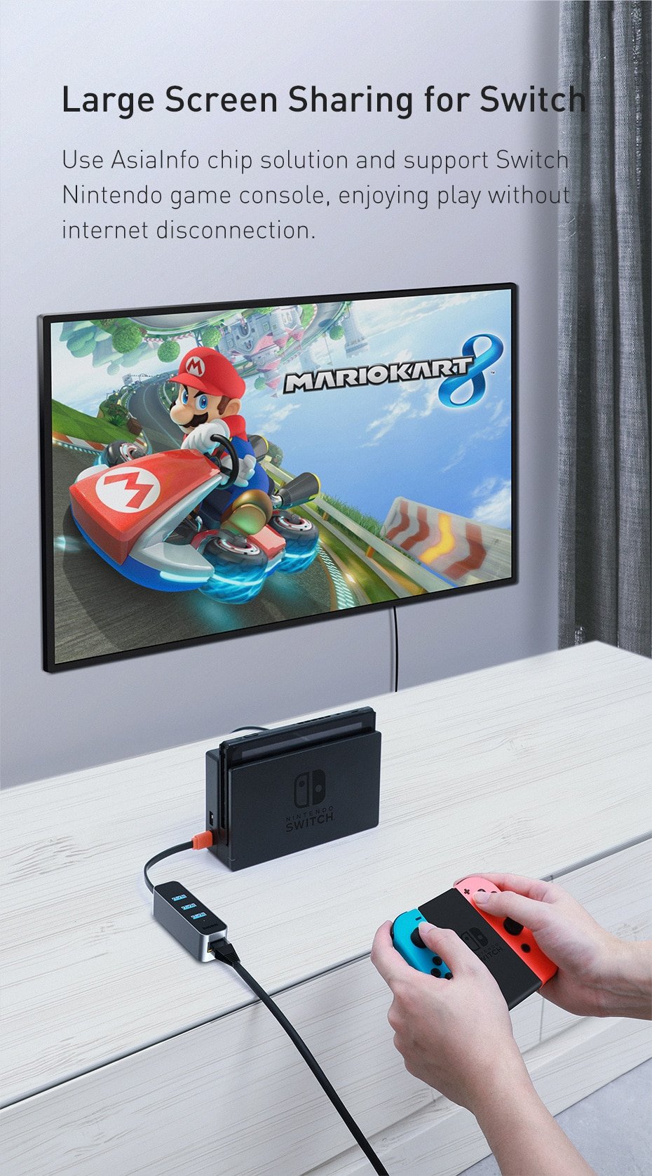 Original Baseus Steel Cannon Series USB A to USB3.0*3+RJ45 HUB Adapter