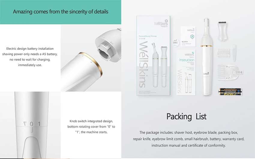 Original XIAOMI WELLSKINS ELECTRIC MULTIFUNCTION PERSONAL BEAUTY TRIMMER SHAVER Xiaomi-WellSkins-Electric-Multifunction-