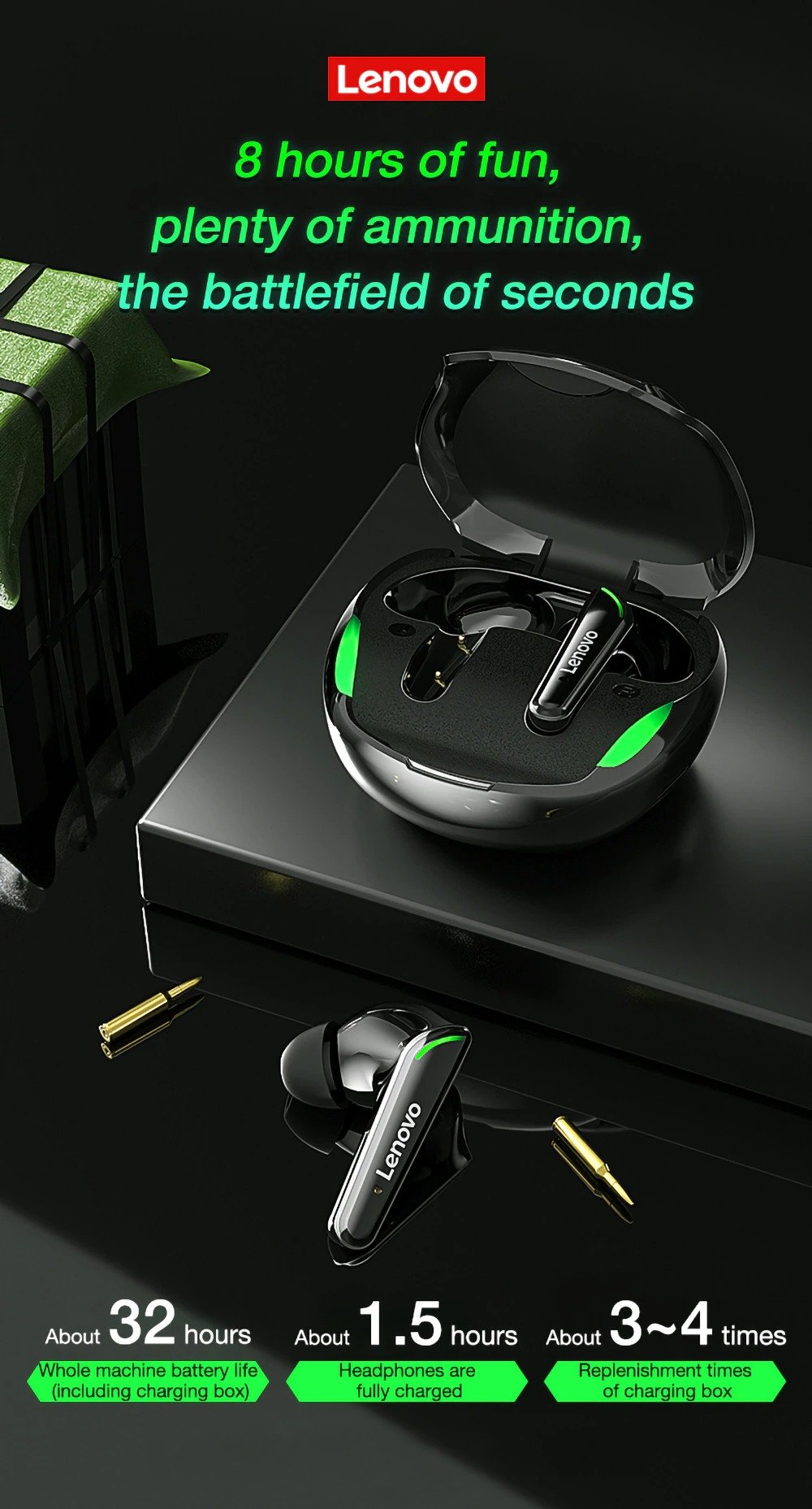 Lenovo XT92 Gaming Earphones 65ms Low Latency 4 Hc56d2ee3ba5b4d4586ccef0b08e5d216u