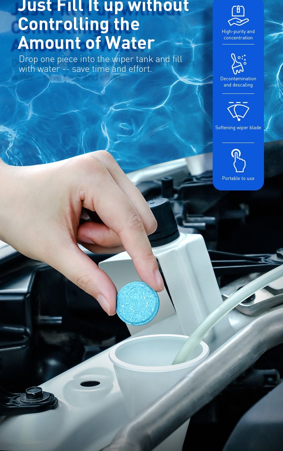 Original Baseus 12PCS Car Windshield Glass Solid Cleaner Solid Wiper Washer Auto Window Cleaning Fine Seminoma Wiper Car Accessories Window Cleaning Solid Wiper