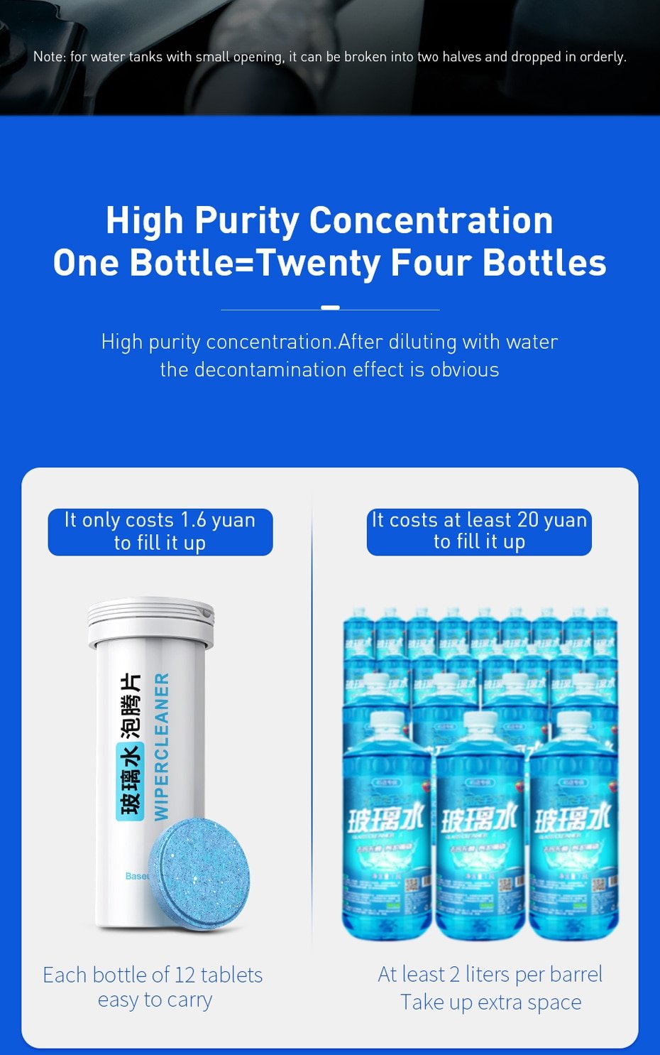 Original Baseus 12PCS Car Windshield Glass Solid Cleaner Solid Wiper Washer Auto Window Cleaning Fine Seminoma Wiper Car Accessories Window Cleaning Solid Wiper