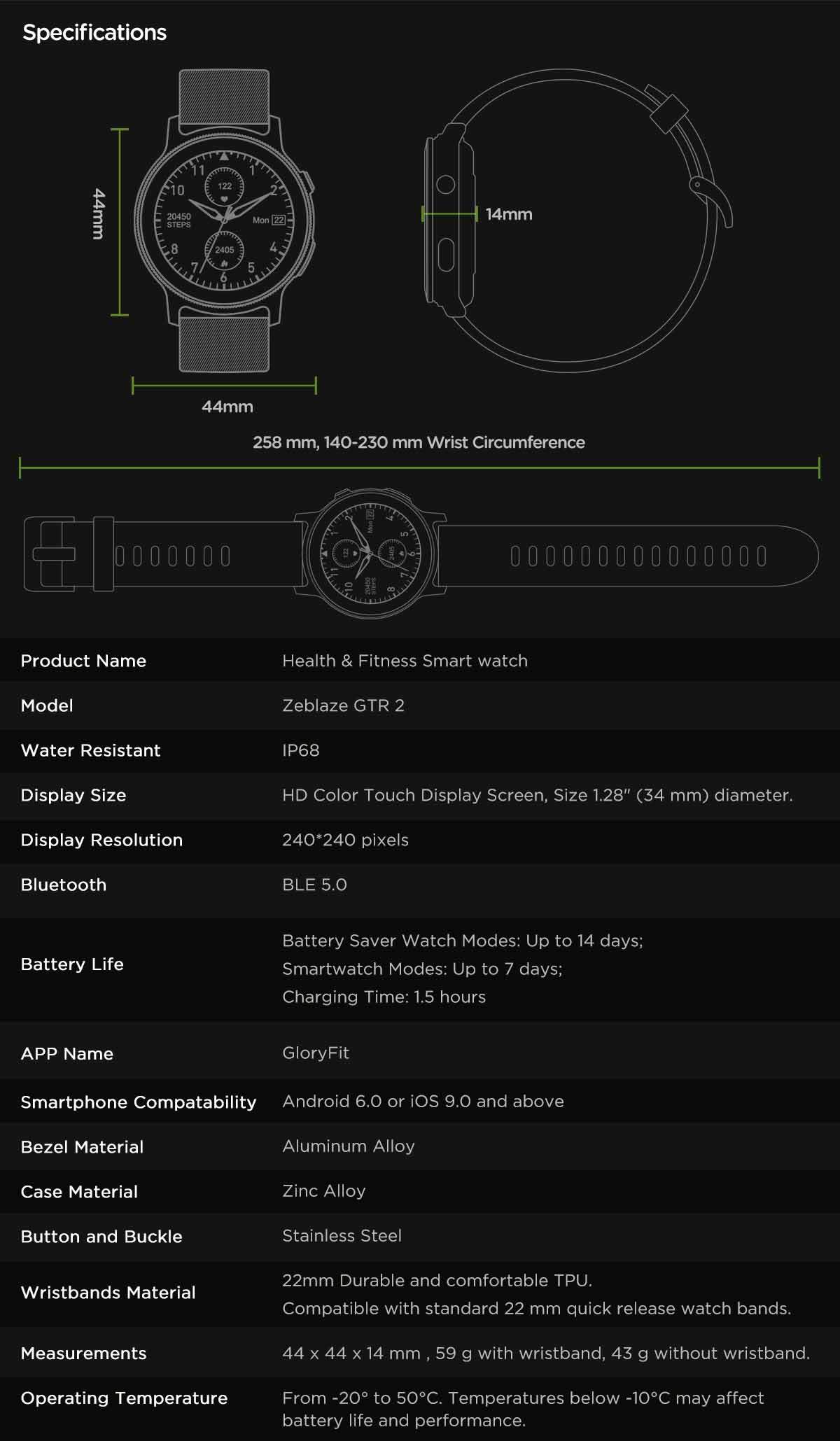 Zeblaze GTR 2 Smartwatch-apple-origin-bd