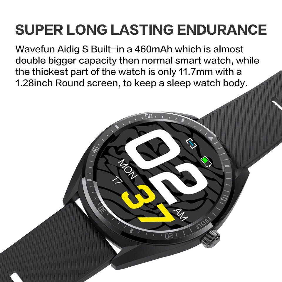Original Wavefun Aidig S smart watch IP68 Waterproof 1.28inch screen heart rate monitor Sports 460mAh Long Battery Time for Men for Women Original Wavefun Aidig S smart watch IP68 Waterproof 1.28inch screen heart rate monitor Sports 460mAh Long Battery Time for Men for Women
