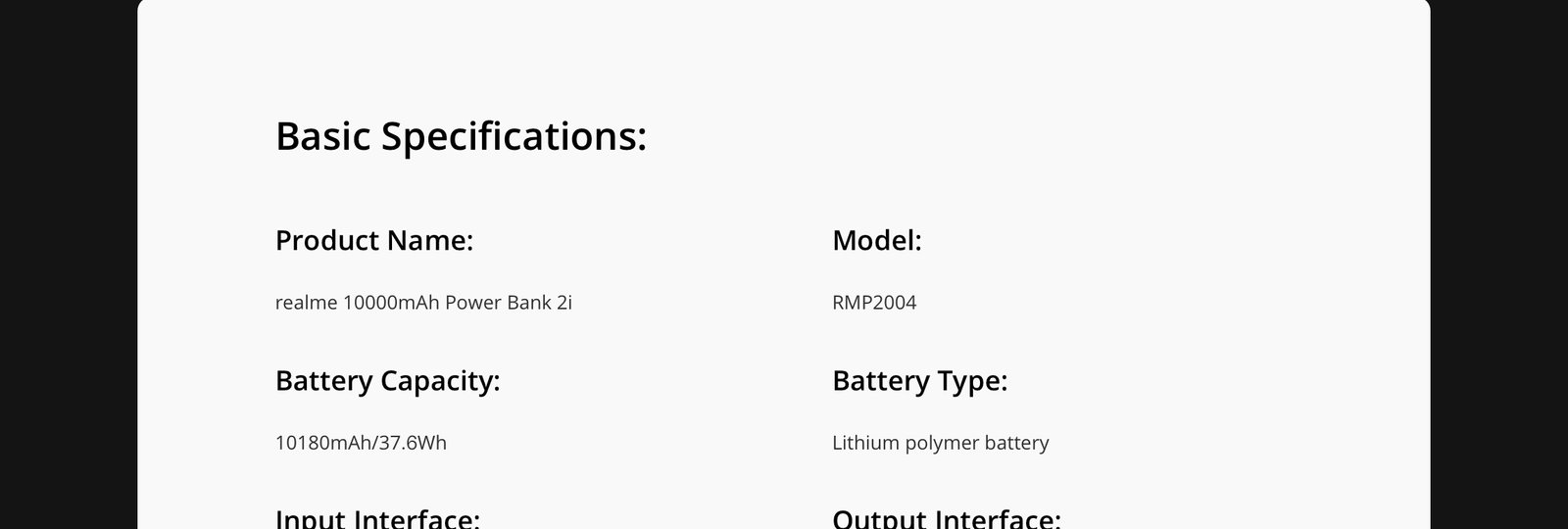 Original Realme 10000mAh Power Bank 2i Original Realme 10000mAh Power Bank 2i