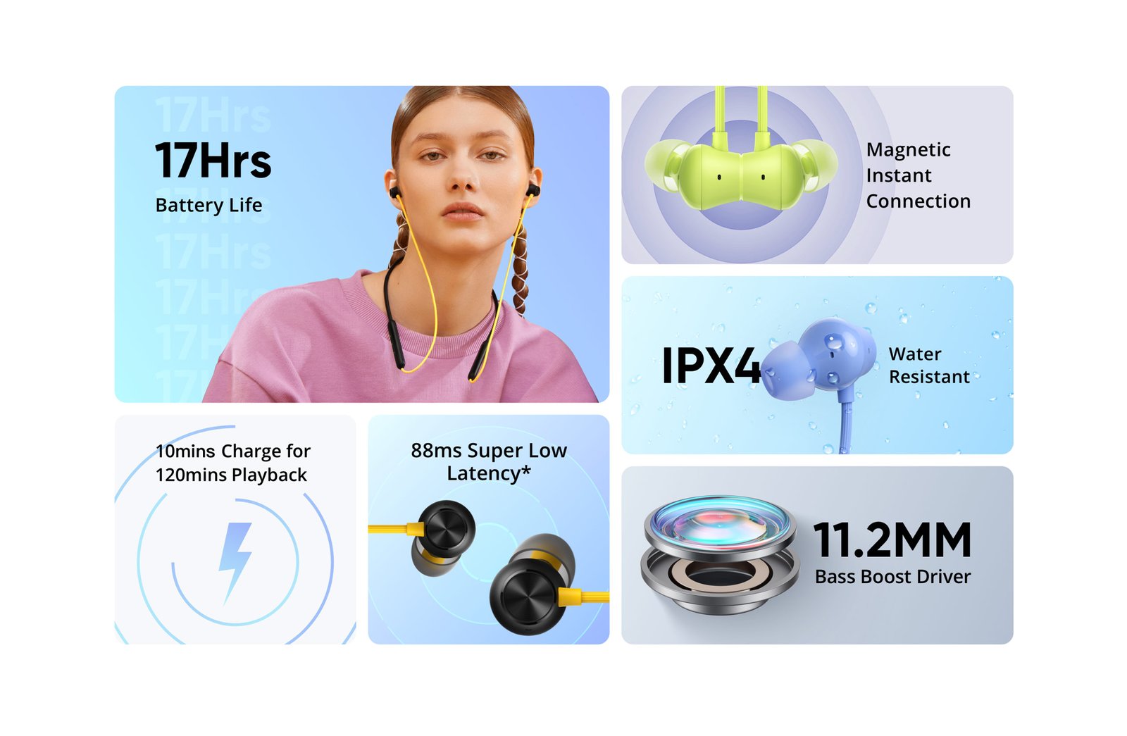 Original Realme Buds Wireless 2 Neo Neckband Earphones with Type-C Fast Charge Bass Boost Magnetic Instant Connection Original Realme Buds Wireless 2 Neo Neckband Earphones with Type-C Fast Charge Bass Boost Magnetic Instant Connection