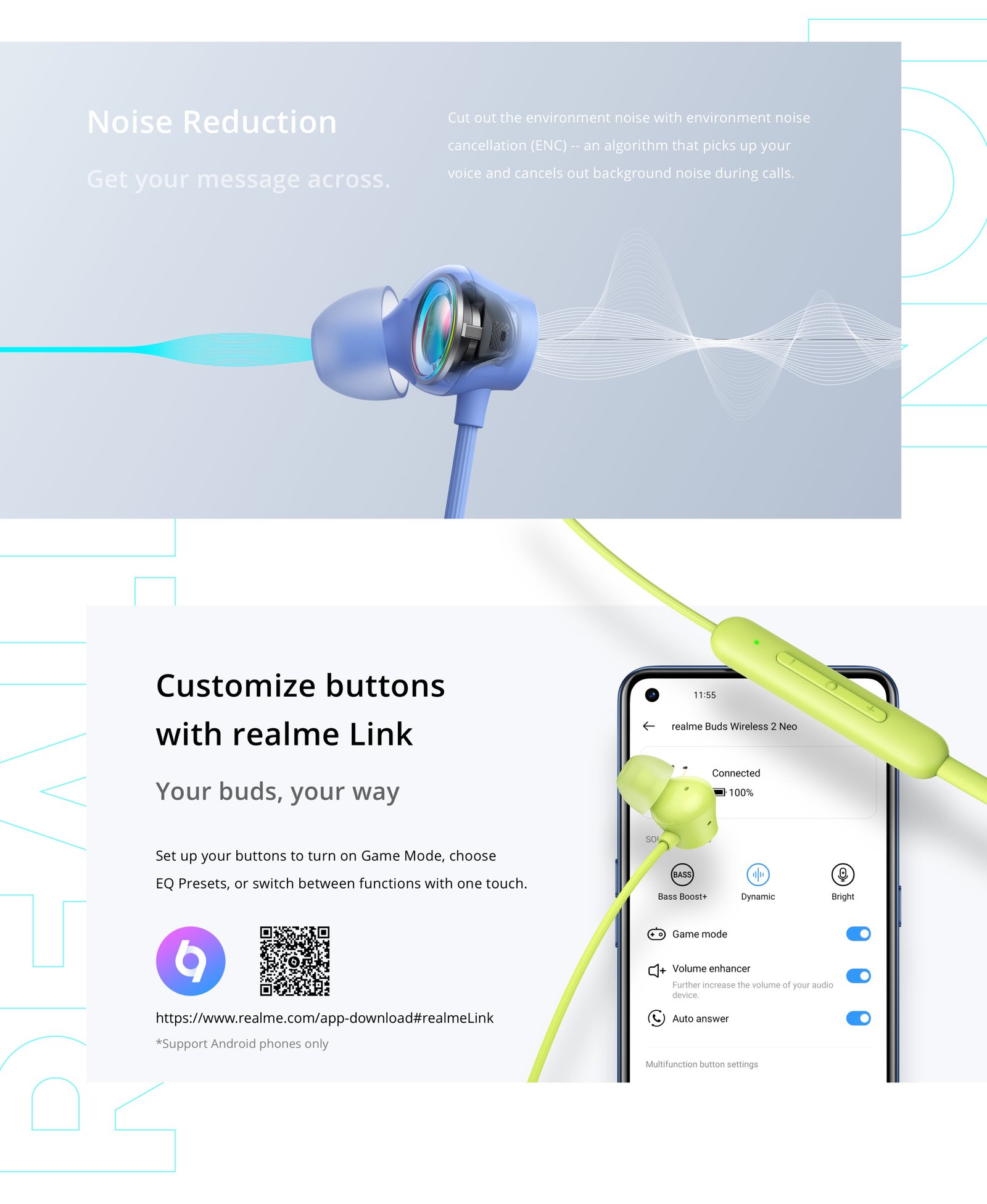 Original Realme Buds Wireless 2 Neo Neckband Earphones with Type-C Fast Charge Bass Boost Magnetic Instant Connection Original Realme Buds Wireless 2 Neo Neckband Earphones with Type-C Fast Charge Bass Boost Magnetic Instant Connection