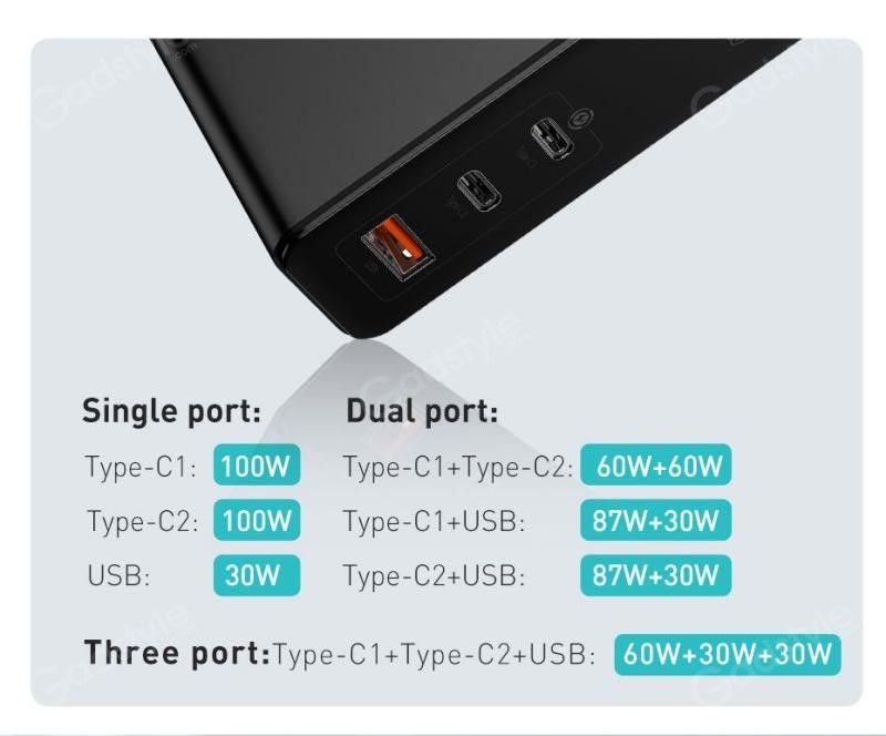 Original BASEUS GaN2 Pro Mini Dual Type-C + USB-A Quick Charger 120W - Black Baseus 102w Gan Mini Quick Charger Cca Ports (5)