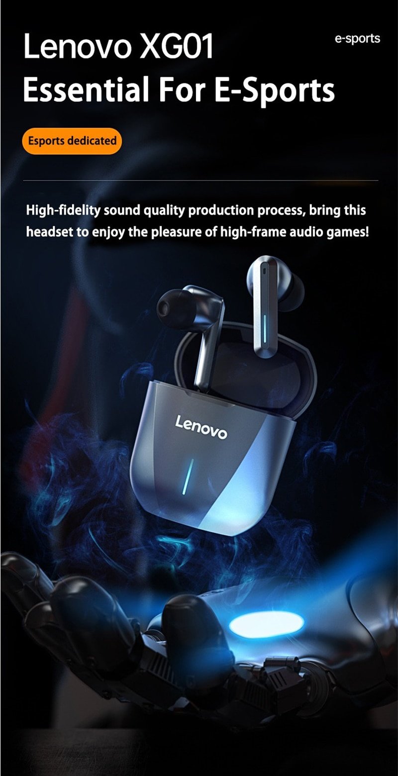 Original Lenovo XG01 TWS bluetooth 5.0 Earphones Gaming Earbuds Dual Mode Touch Control HiFi Sound Built-in Mic Earbuds with Charging Case Original Lenovo XG01 TWS bluetooth 5.0 Earphones Gaming Earbuds Dual Mode Touch Control HiFi Sound Built-in Mic Earbuds with Charging Case