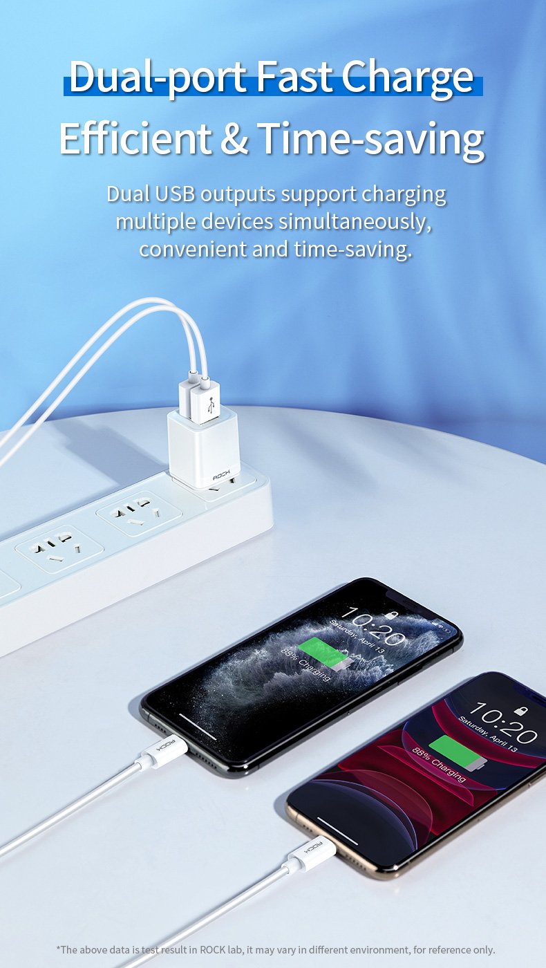 Rock T23 Double Port Travel Charger with Lighting Cable 7 Rock T23 Double Port Travel Charger with Lighting Cable 7
